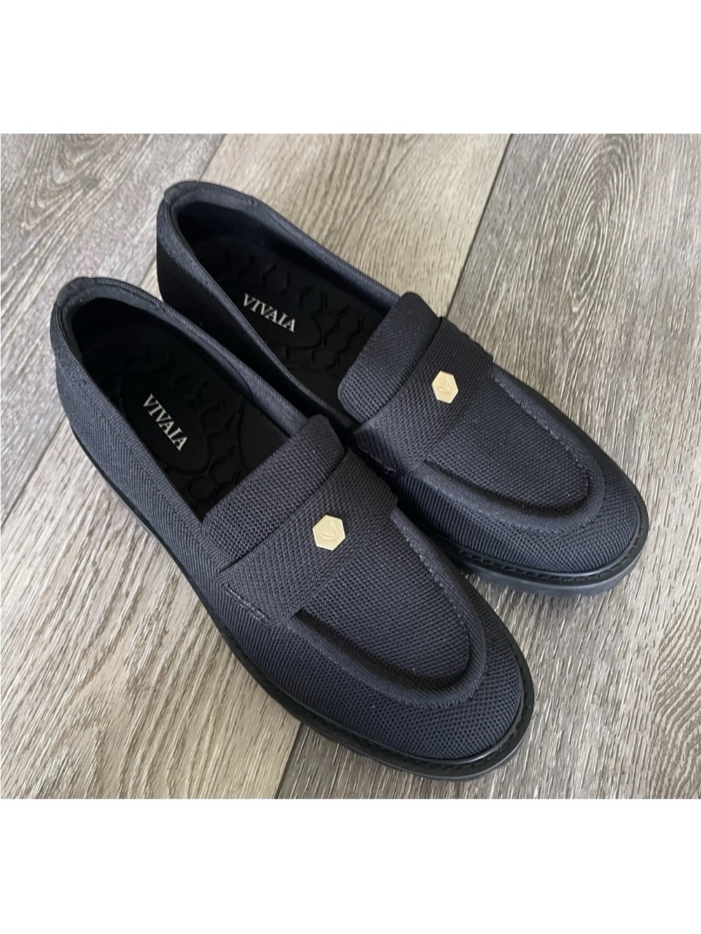 VIVAIA Francesca Black Knit Round Toe Platform Block Heel Loafer EU 39.5 US 8.5